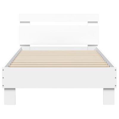 vidaXL Estrutura cama cabeceira 75x190 cm derivados de madeira branco