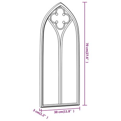 vidaXL Espelho de jardim p/ uso exterior ferro 70x30 cm preto