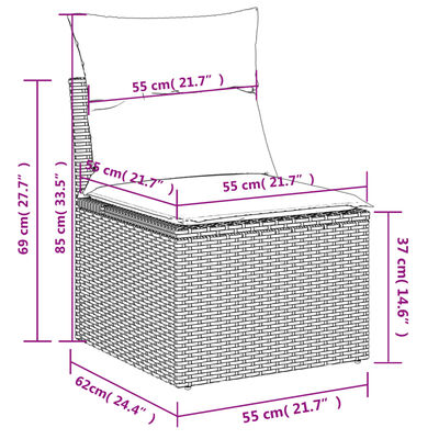 vidaXL 6 pcs conjunto sofás de jardim com almofadões vime cinzento