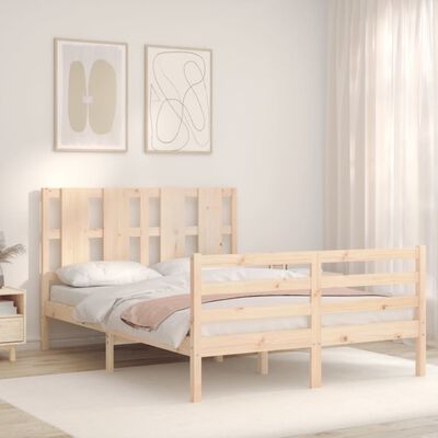 vidaXL Estrutura de cama com cabeceira 140x190 cm madeira maciça