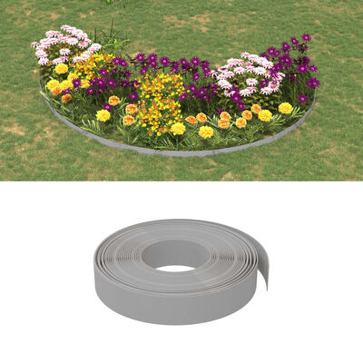 vidaXL Bordas de jardim 4 pcs 10 m 10 cm polietileno cinzento