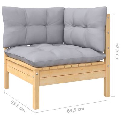 vidaXL 12pcs conjunto lounge de jardim + almofadões cinza pinho maciço