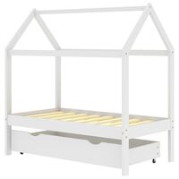 vidaXL Cama para crianças c/ gaveta 70x140 cm pinho maciço branco