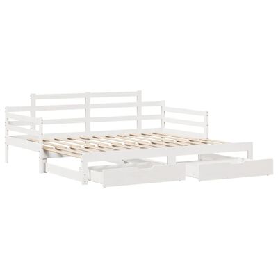 vidaXL Sofá-cama c/ gavetão e gavetas branco 80x200cm madeira de pinho