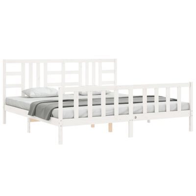 vidaXL Estrutura de cama com cabeceira 200x200cm madeira maciça branco