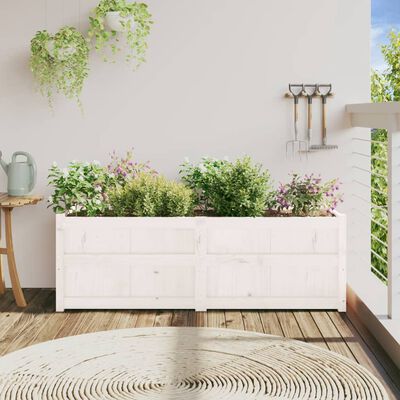 vidaXL Vaso/floreira de jardim 150x50x50cm madeira pinho maciça branco