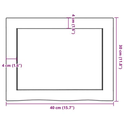 vidaXL Bancada p/ WC 40x30x(2-4)cm madeira tratada maciça castanho