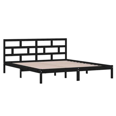 vidaXL Estrutura de cama casal 135x190 cm madeira maciça preto