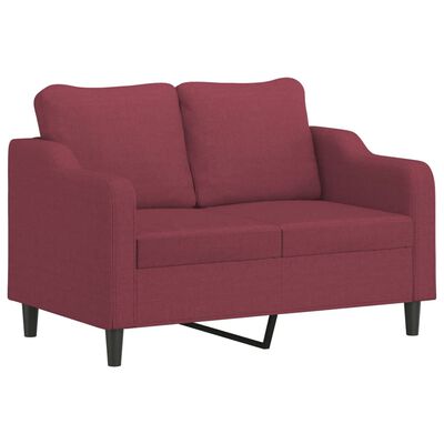 vidaXL Sofá de 2 lugares tecido 120 cm vermelho tinto