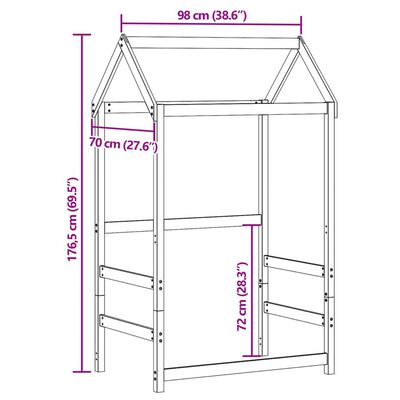 vidaXL Telhado de cama infantil 98x70x176,5 cm pinho maciço branco