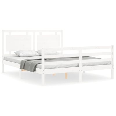 vidaXL Estrutura de cama com cabeceira 160x200 cm madeira maciça