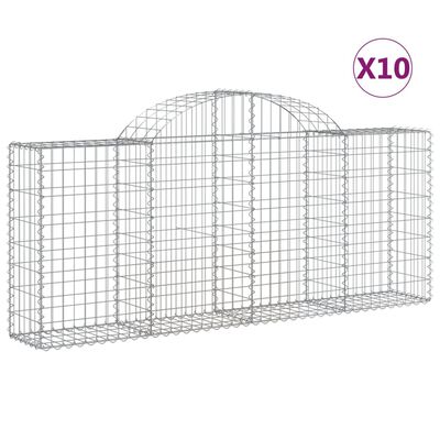 vidaXL Cestos gabião arqueados 10pcs 200x30x80/100cm ferro galvanizado