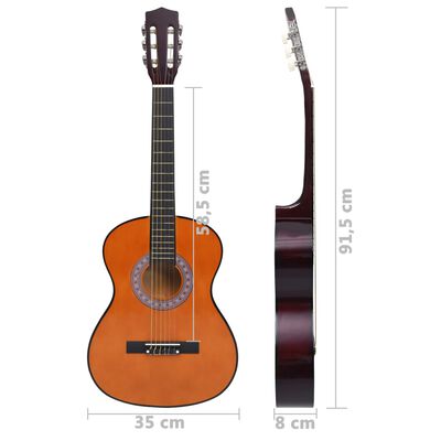 vidaXL 8 pcs conjunto de guitarra clássica para iniciantes 3/4 36"