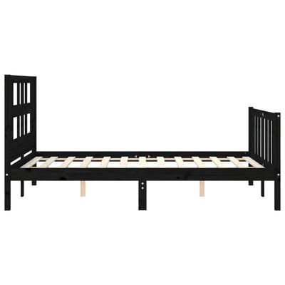 vidaXL Estrutura de cama com cabeceira 140x200 cm madeira maciça preto