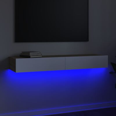 vidaXL Móvel de TV com luzes LED 120x35x15,5 cm branco/carvalho sonoma