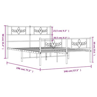 vidaXL Estrutura de cama com cabeceira e pés 140x190 cm metal branco