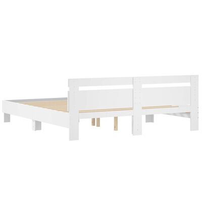 vidaXL Estrutura cama c/ cabeceira 200x200 cm derivados madeira branco