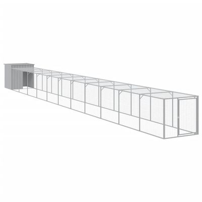 vidaXL Galinheiro com anexo 110x1221x110cm aço galvanizado cinza-claro