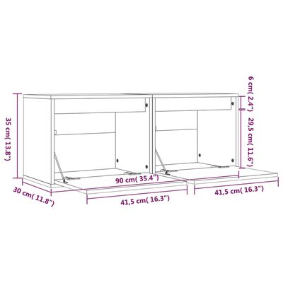 vidaXL Armários de parede 2 pcs 45x30x35 cm pinho maciço branco