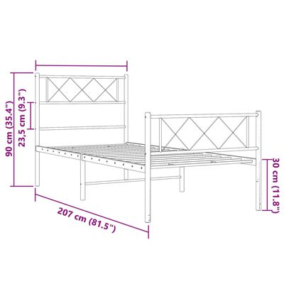 vidaXL Estrutura de cama com cabeceira e pés 100x200 cm metal branco