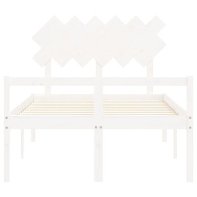 vidaXL Cama de casal para idosos com cabeceira madeira maciça branco