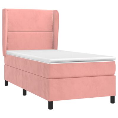 vidaXL Cama com molas/colchão 90x190 cm veludo rosa