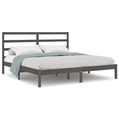 vidaXL Estrutura de cama super king 180x200 cm madeira maciça cinza