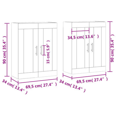 vidaXL Móveis de parede 2 pcs derivados de madeira branco