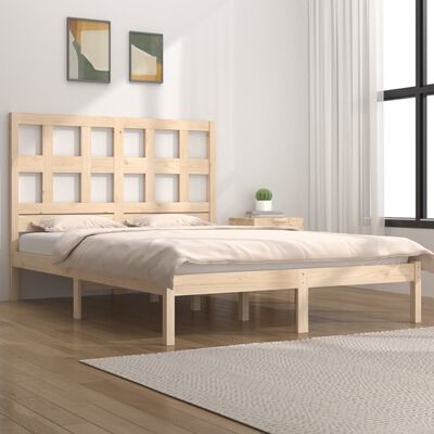 vidaXL Estrutura de cama casal 135x190 cm pinho maciço