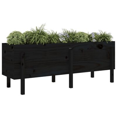 vidaXL Canteiro elevado de jardim 160x50x57 cm pinho maciço preto