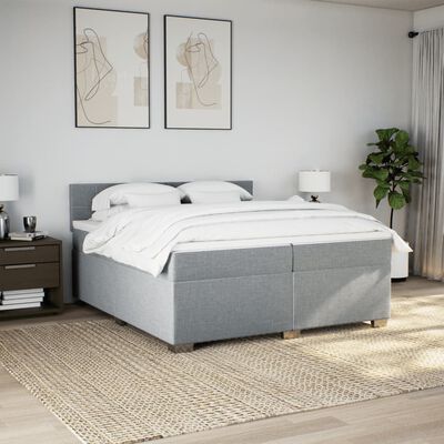 vidaXL Cama com molas/colchão 200x200 cm tecido cinza-claro