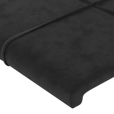 vidaXL Cabeceira de cama c/ luzes LED veludo 183x16x78/88 cm preto