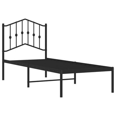 vidaXL Estrutura de cama metal s/ colchão c/ cabeceira 75x190 cm preto