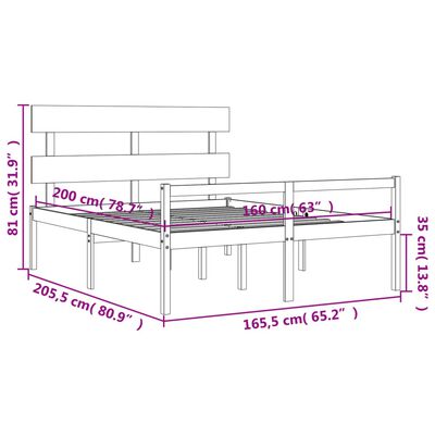 vidaXL Cama para idosos com cabeceira 160x200 cm madeira maciça