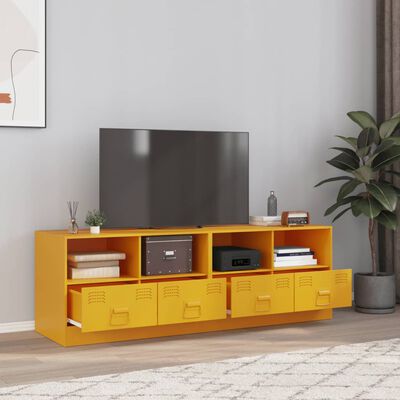 vidaXL Móveis de TV 2 pcs 67x39x44 cm aço amarelo mostarda