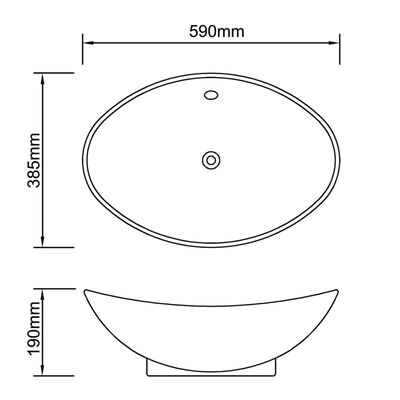 Pia ceramica em oval 59 x 38,5 cm