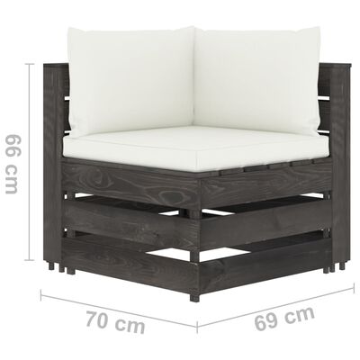 vidaXL 9 pcs conj. lounge jardim c/ almofadões madeira impreg. cinza