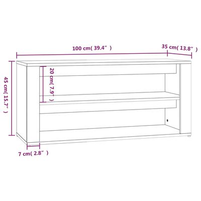 vidaXL Sapateira 100x35x45 cm derivados de madeira carvalho castanho