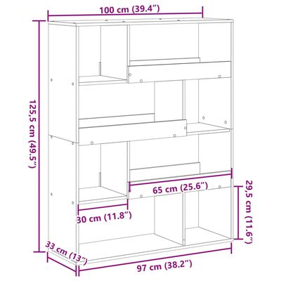 vidaXL Divisória 100x33x125,5 cm derivados de madeira branco