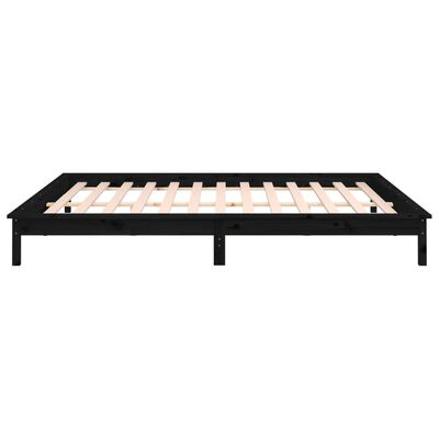 vidaXL Estrutura de cama com LEDs 200x200 cm madeira maciça preto