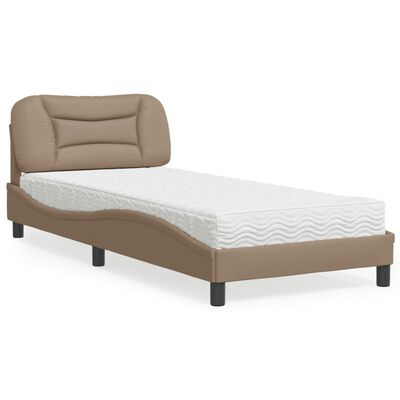 vidaXL Cama com colchão 80x200 cm couro artificial cappuccino