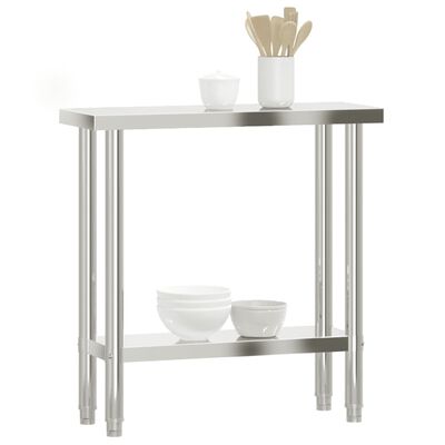 vidaXL Mesa de trabalho para cozinha 82,5x30x85 cm aço inoxidável