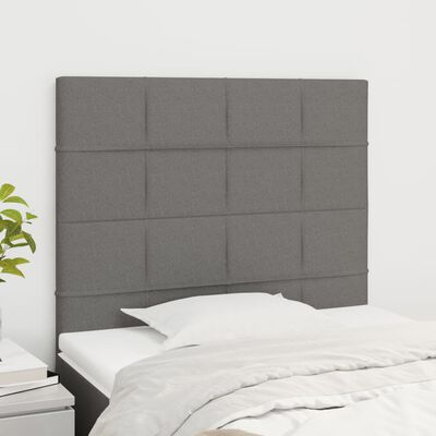 vidaXL Cabeceira de cama 2 pcs tecido 80x5x78/88 cm cinzento-escuro