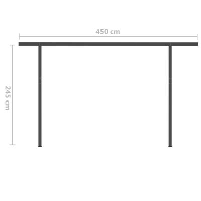 vidaXL Toldo retrátil manual com luzes LED 4,5x3 m antracite