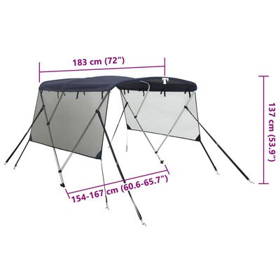 vidaXL Toldo 3 arcos Bimini paredes malha laterais 183x(154-167)x137cm