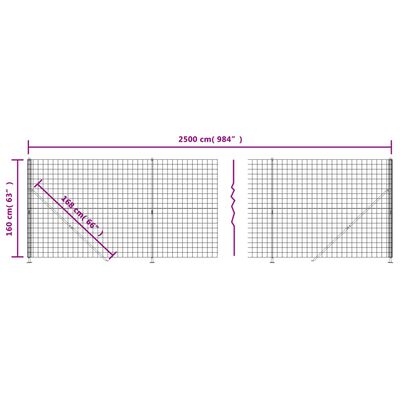 vidaXL Cerca de malha de arame com flange 1,6x25 m antracite