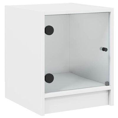 vidaXL Mesas de cabeceira c/ portas de vidro 2 pcs 35x37x42 cm branco