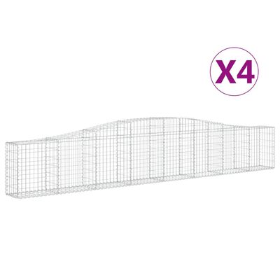 vidaXL Cestos gabião arqueados 4 pcs 400x30x60/80 cm ferro galvanizado