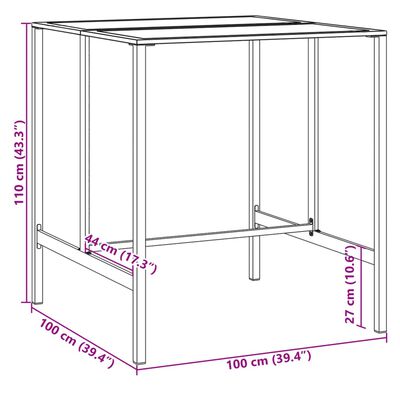 vidaXL Mesa de bar 100x100x110 cm aço revestido a pó preto