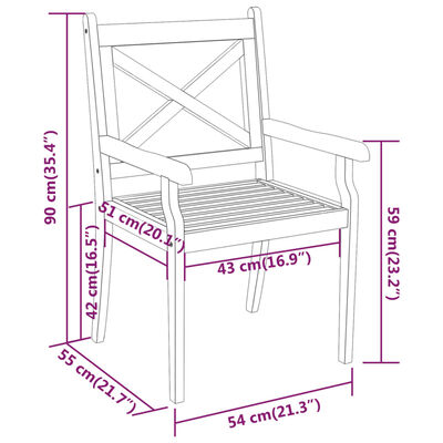 vidaXL 7 pcs conjunto de jantar para jardim madeira de acácia maciça